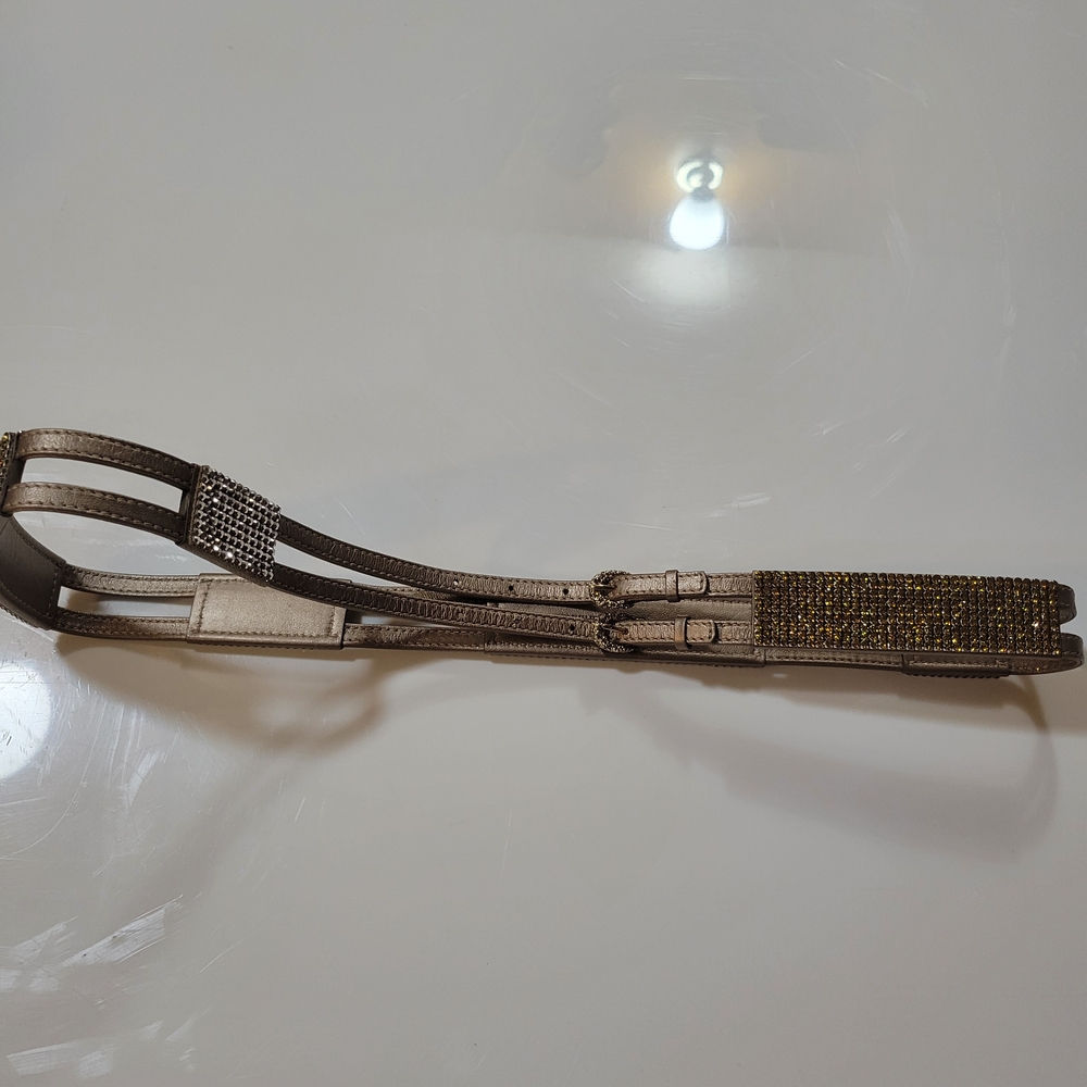 Elegant Swarovski Dressy Belt with Gold & Silver Crystals
